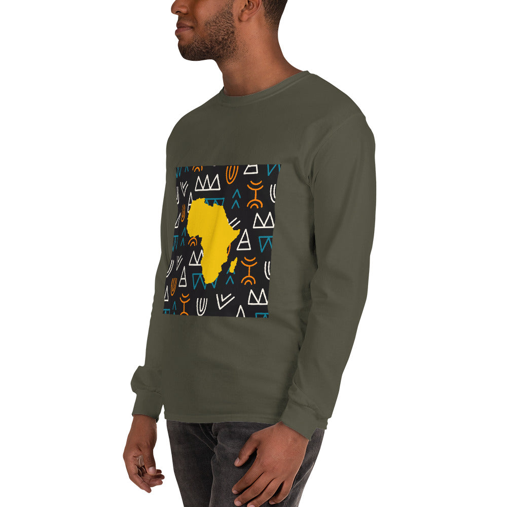 Virgil Tribal Africa Map Cotton Long-Sleeve Fall T-shirt