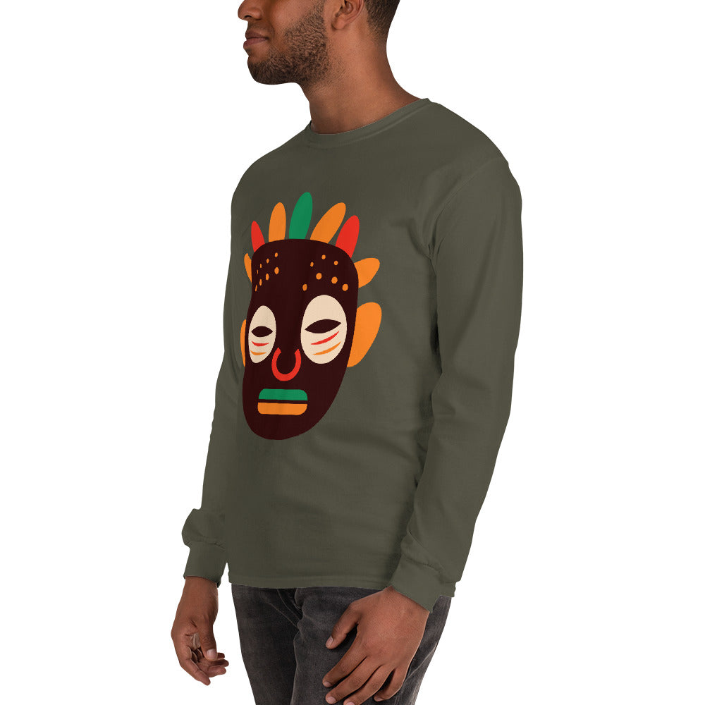 Woyo Tribal Maskhead Cotton Longsleeve Fall Tshirt