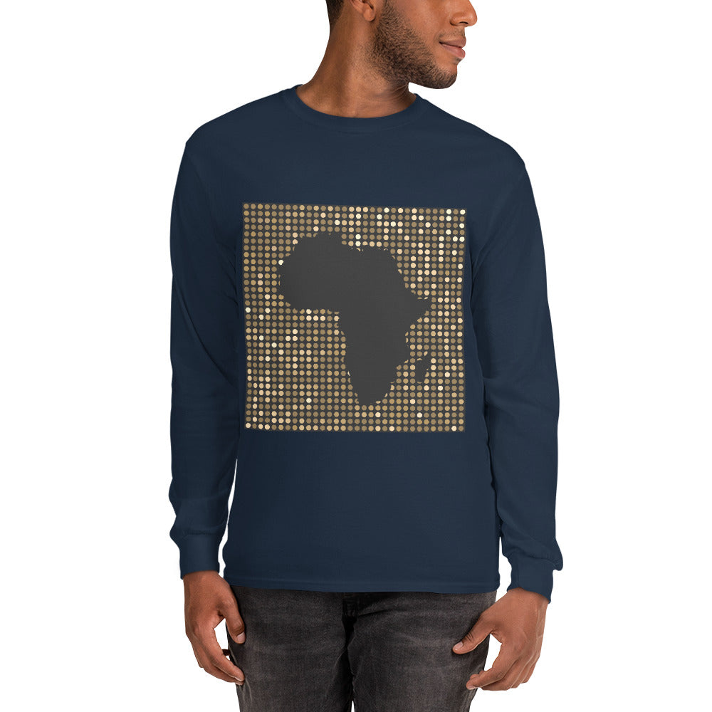 Nubia Gold Square Africa Map Cotton Long-Sleeve Fall T-shirt