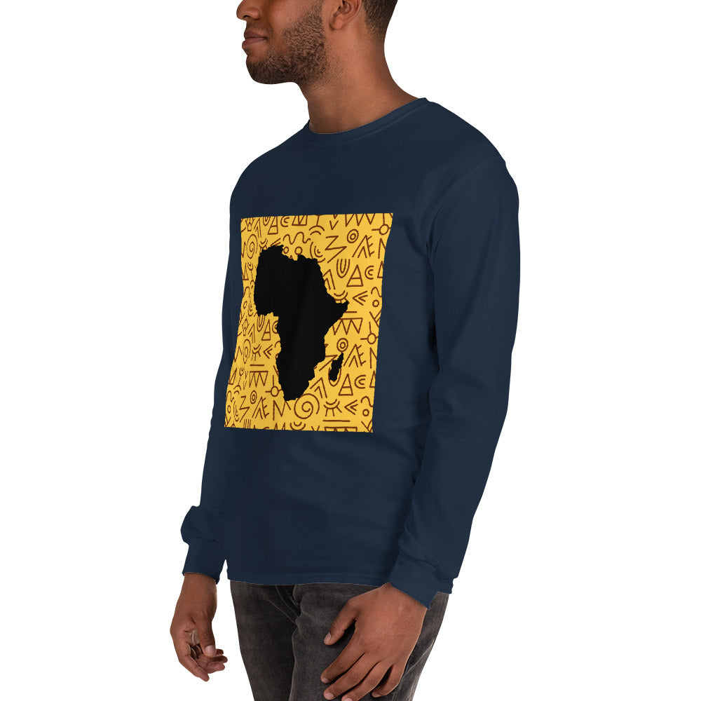 Trevor Tribal Africa Map Cotton Long-Sleeve Fall Tshirt