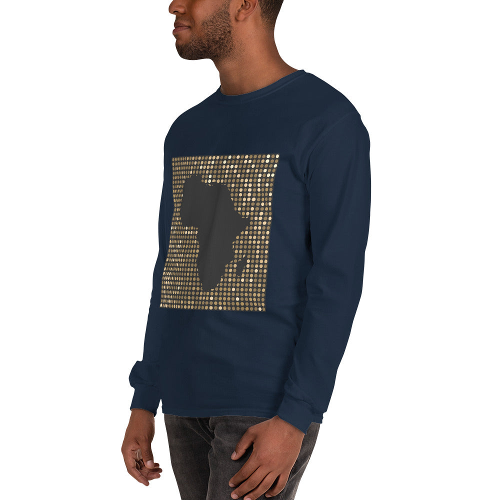 Nubia Gold Square Africa Map Cotton Long-Sleeve Fall T-shirt