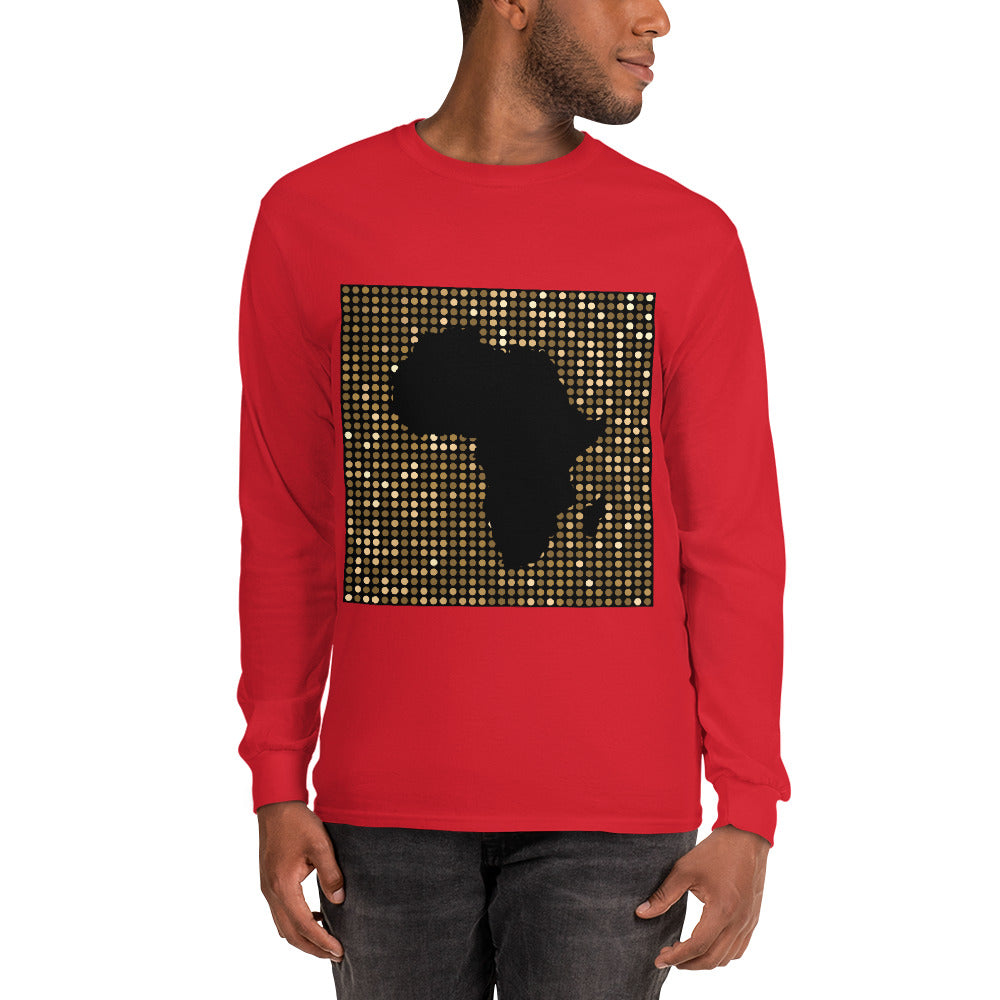 Nubia Gold Square Africa Map Cotton Long-Sleeve Fall T-shirt