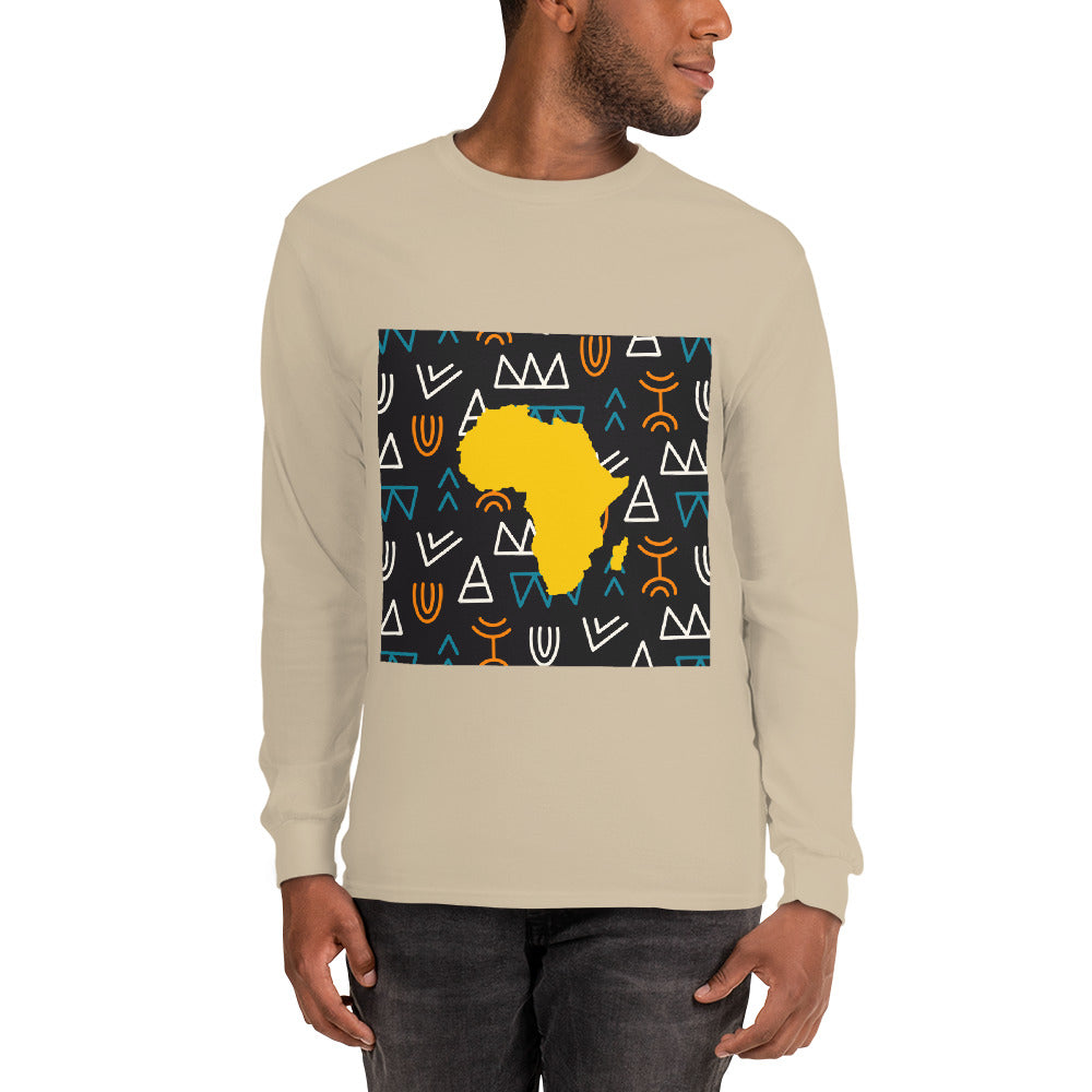 Virgil Tribal Africa Map Cotton Long-Sleeve Fall T-shirt