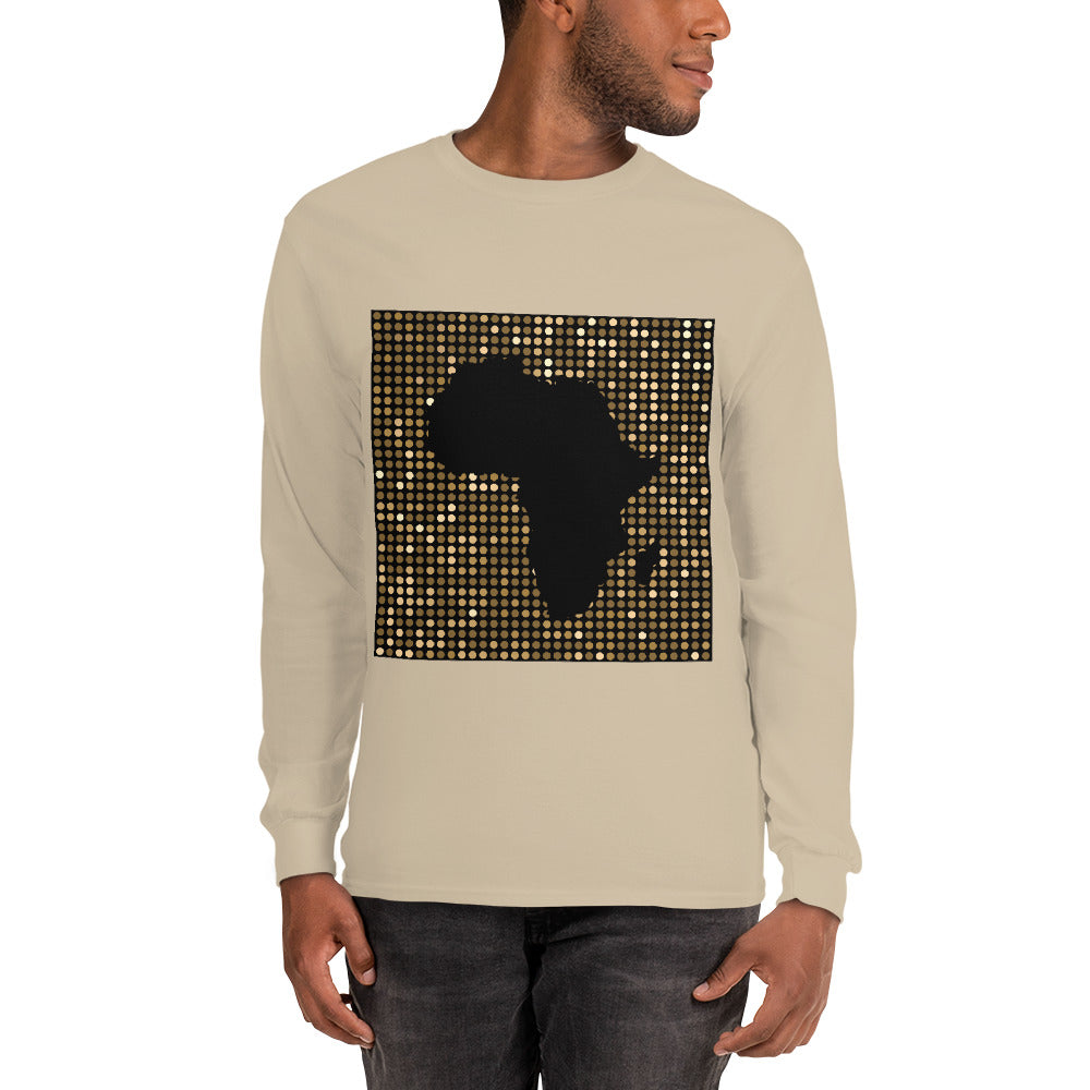 Nubia Gold Square Africa Map Cotton Long-Sleeve Fall T-shirt