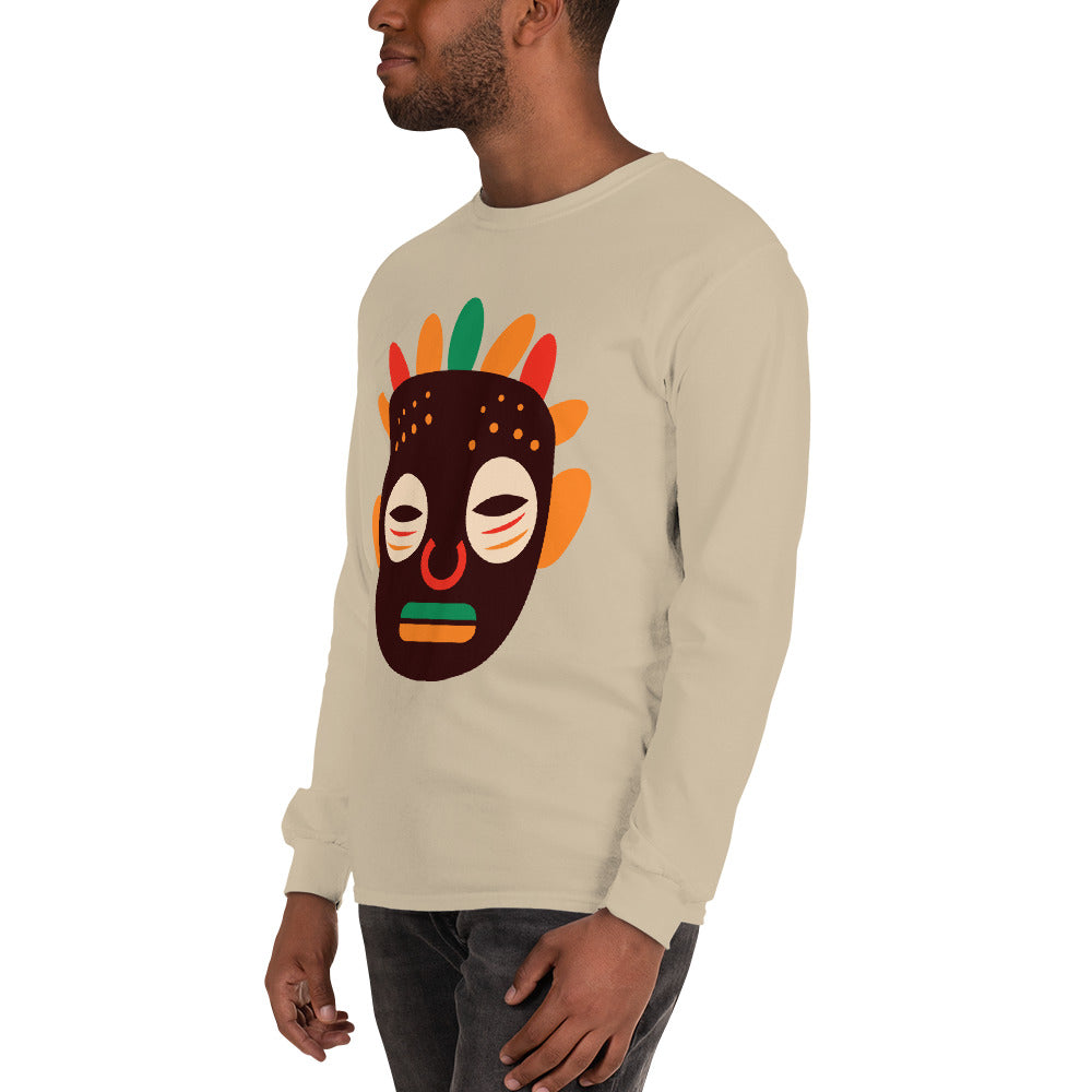 Woyo Tribal Maskhead Cotton Longsleeve Fall Tshirt