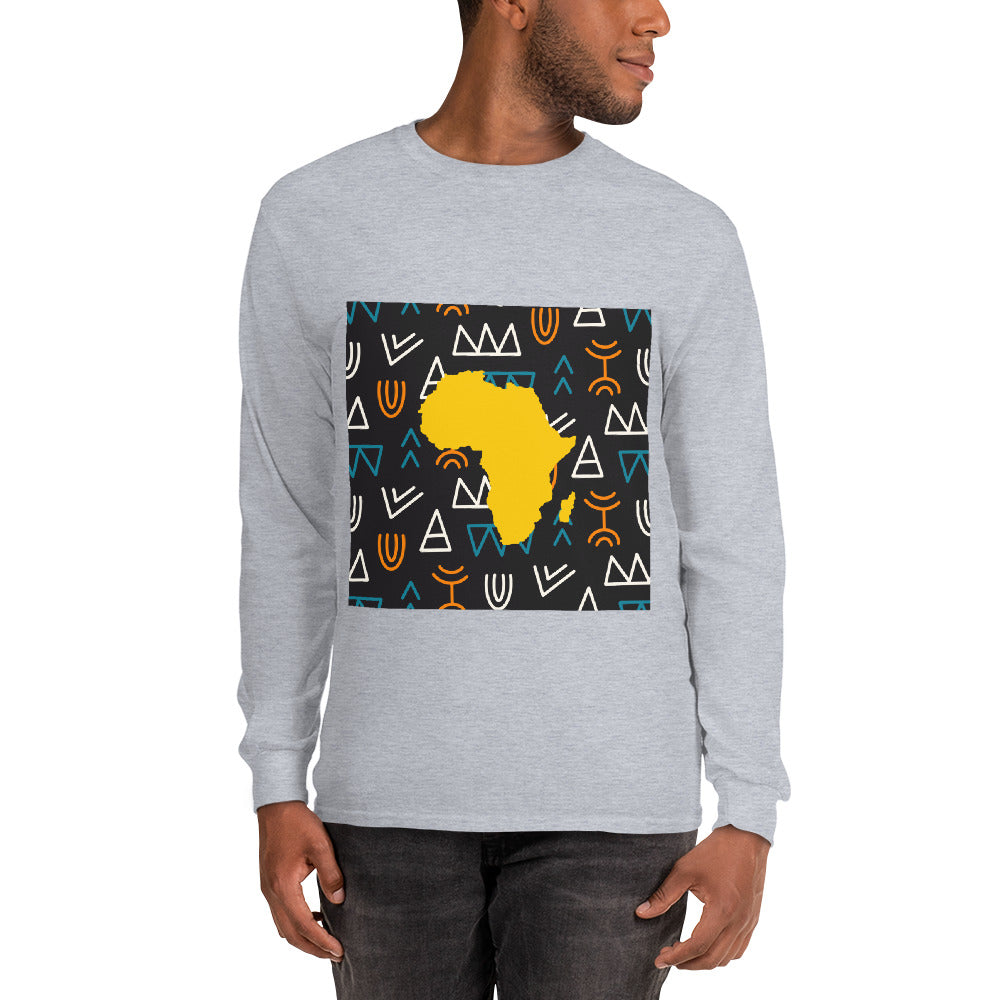 Virgil Tribal Africa Map Cotton Long-Sleeve Fall T-shirt