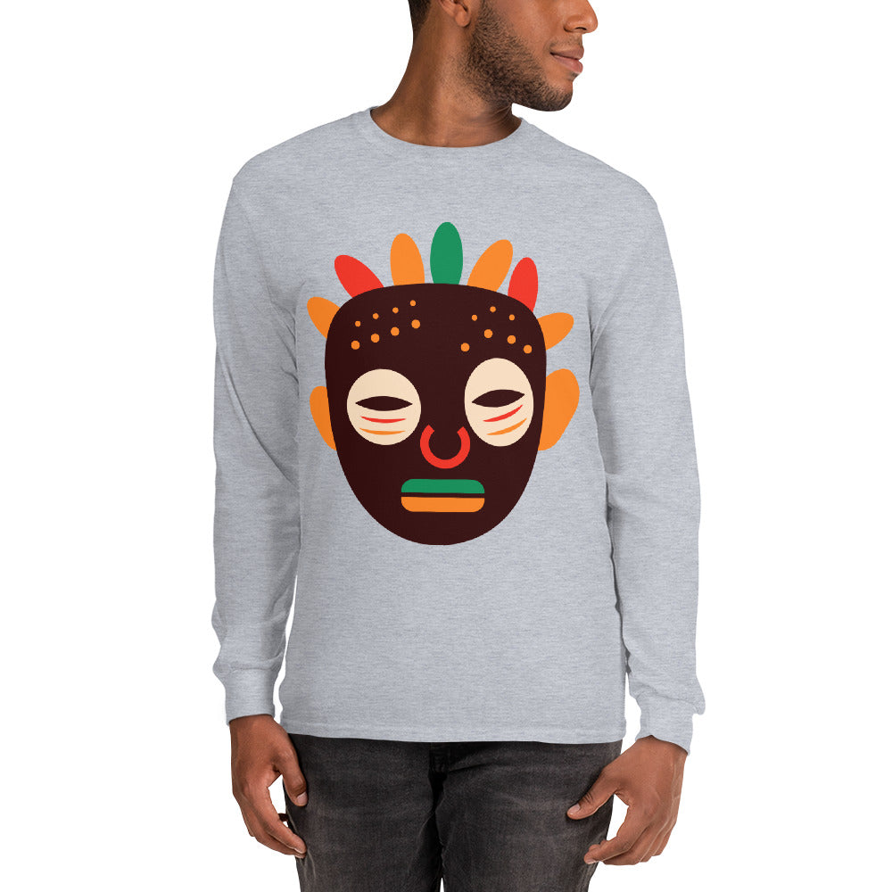 Woyo Tribal Maskhead Cotton Longsleeve Fall Tshirt