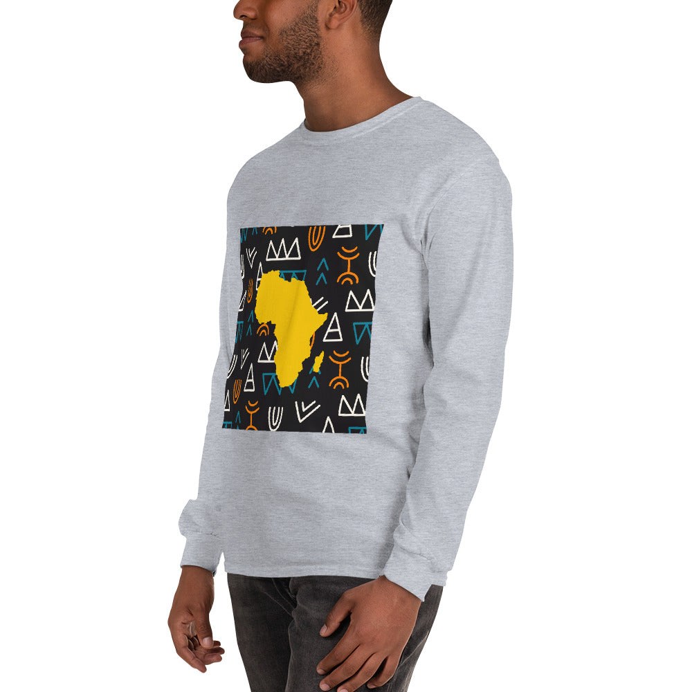 Virgil Tribal Africa Map Cotton Long-Sleeve Fall T-shirt