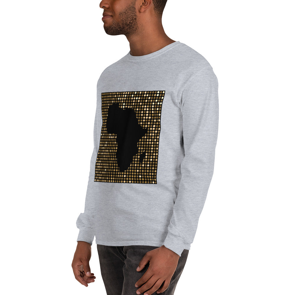 Nubia Gold Square Africa Map Cotton Long-Sleeve Fall T-shirt