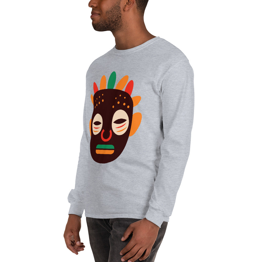 Woyo Tribal Maskhead Cotton Longsleeve Fall Tshirt