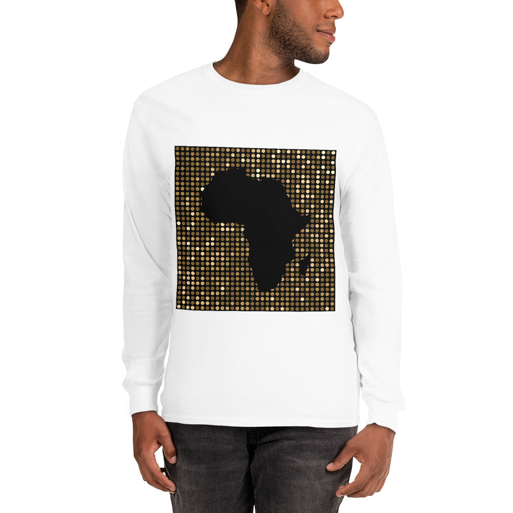 Nubia Gold Square Africa Map Cotton Long-Sleeve Fall T-shirt