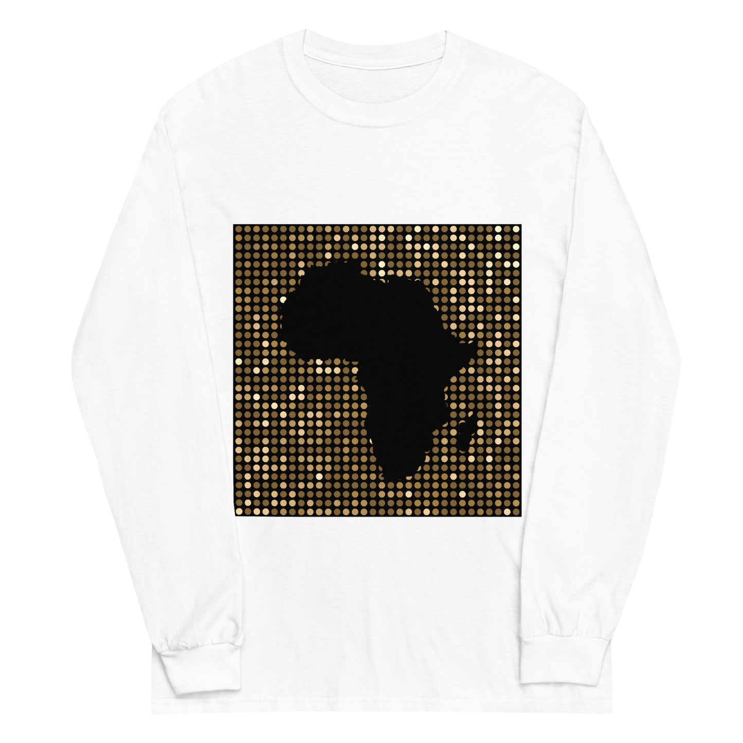 Nubia Gold Square Africa Map Cotton Long-Sleeve Fall T-shirt