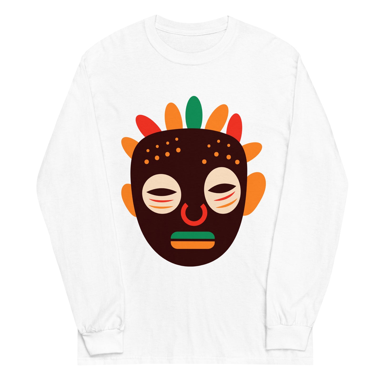 Woyo Tribal Maskhead Cotton Longsleeve Fall Tshirt