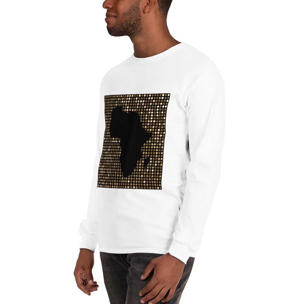 Nubia Gold Square Africa Map Cotton Long-Sleeve Fall T-shirt