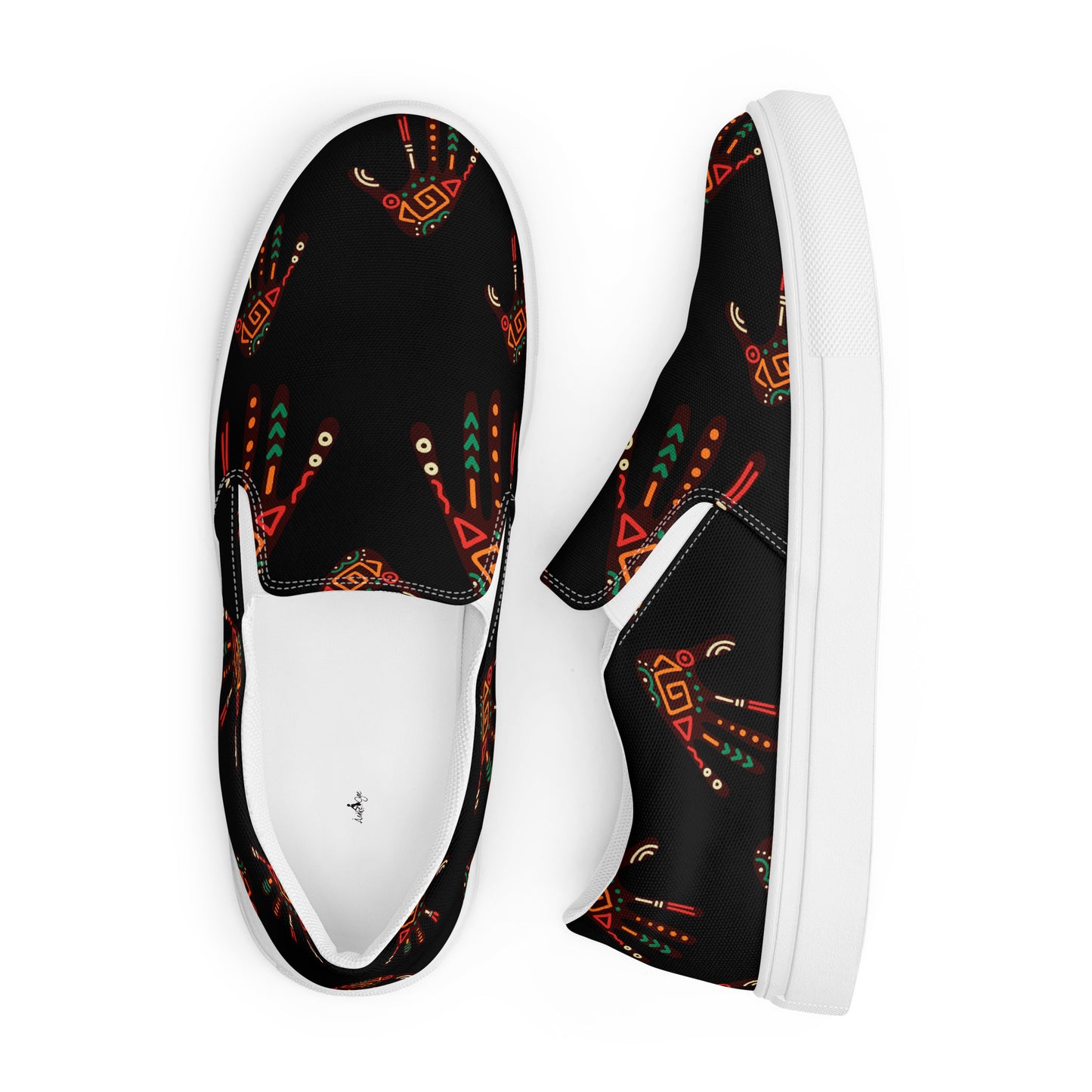 Duro Midnight Tribal Palm Print Men’s Slip-On Canvas Shoes