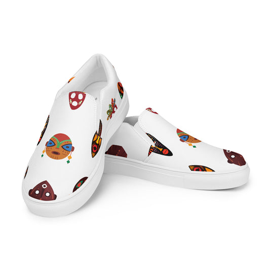 Chi Tribal Mask Men’s Slip-On Canvas Shoes