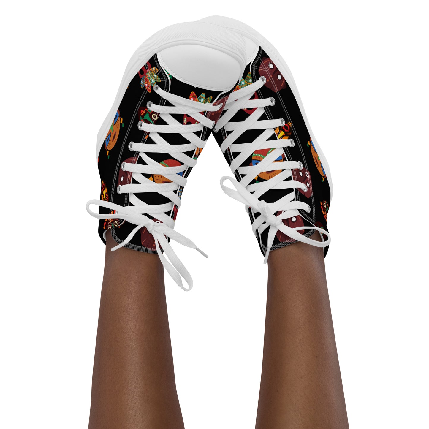 Chi Tribal Mask Multi-Face Women’s high top canvas shoes