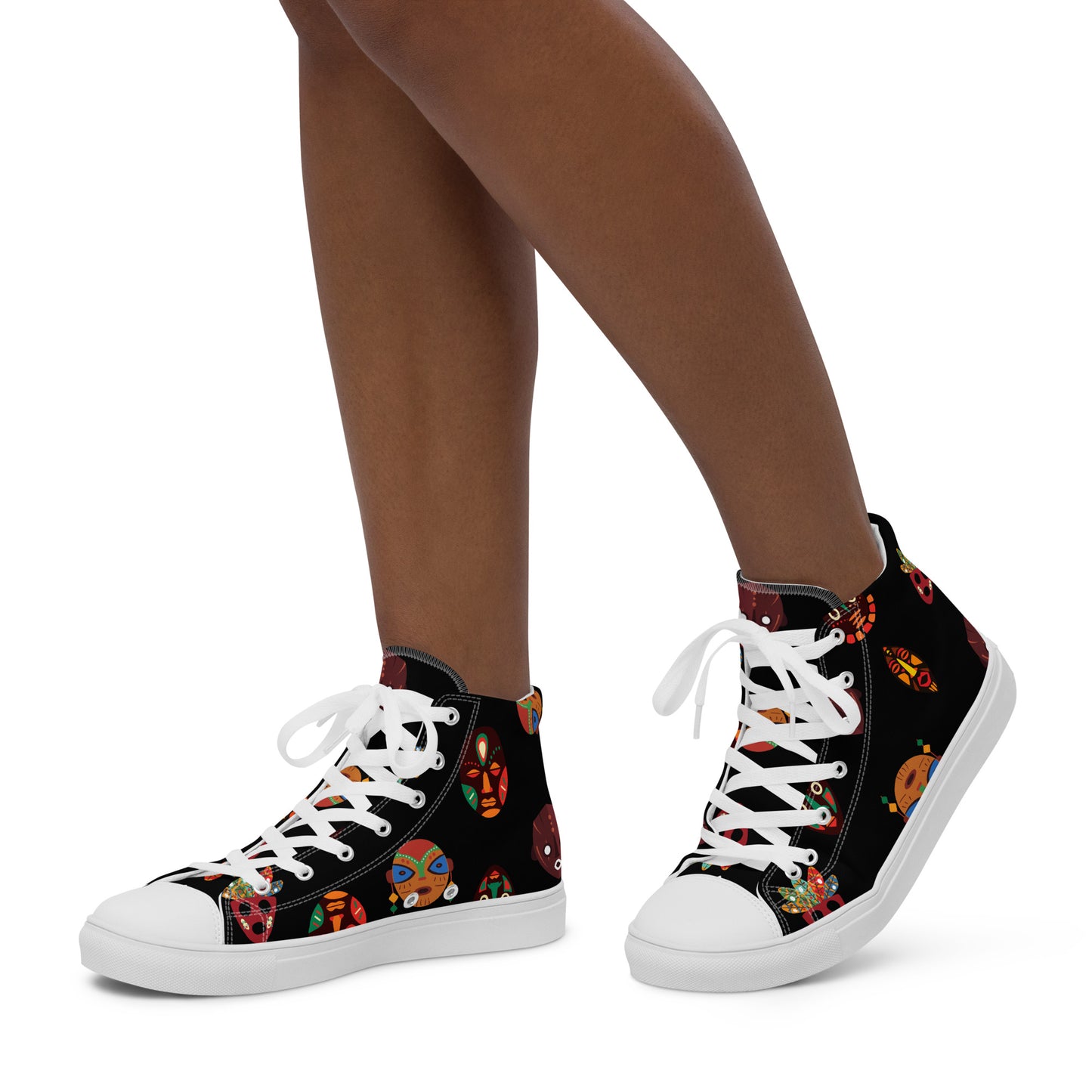 Chi Tribal Mask Multi-Face Women’s high top canvas shoes