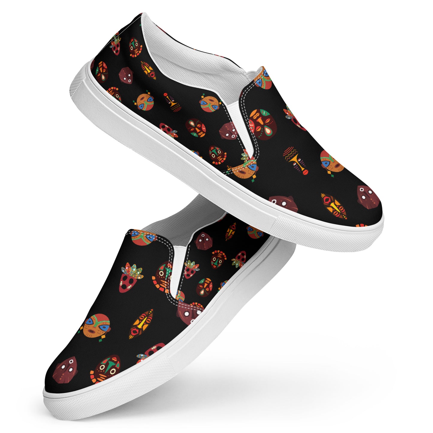Chi Midnight Tribal Mask Women’s Slip-On Canvas Shoes