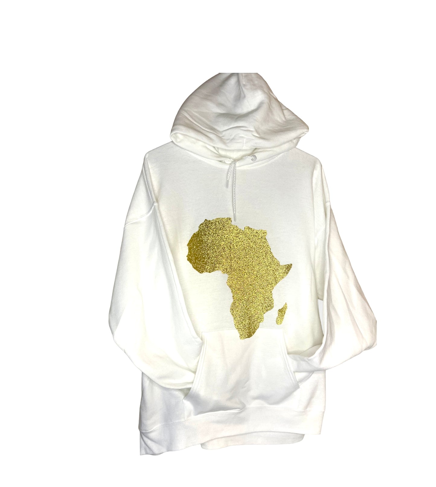 White Hoodie with Gold Africa Map