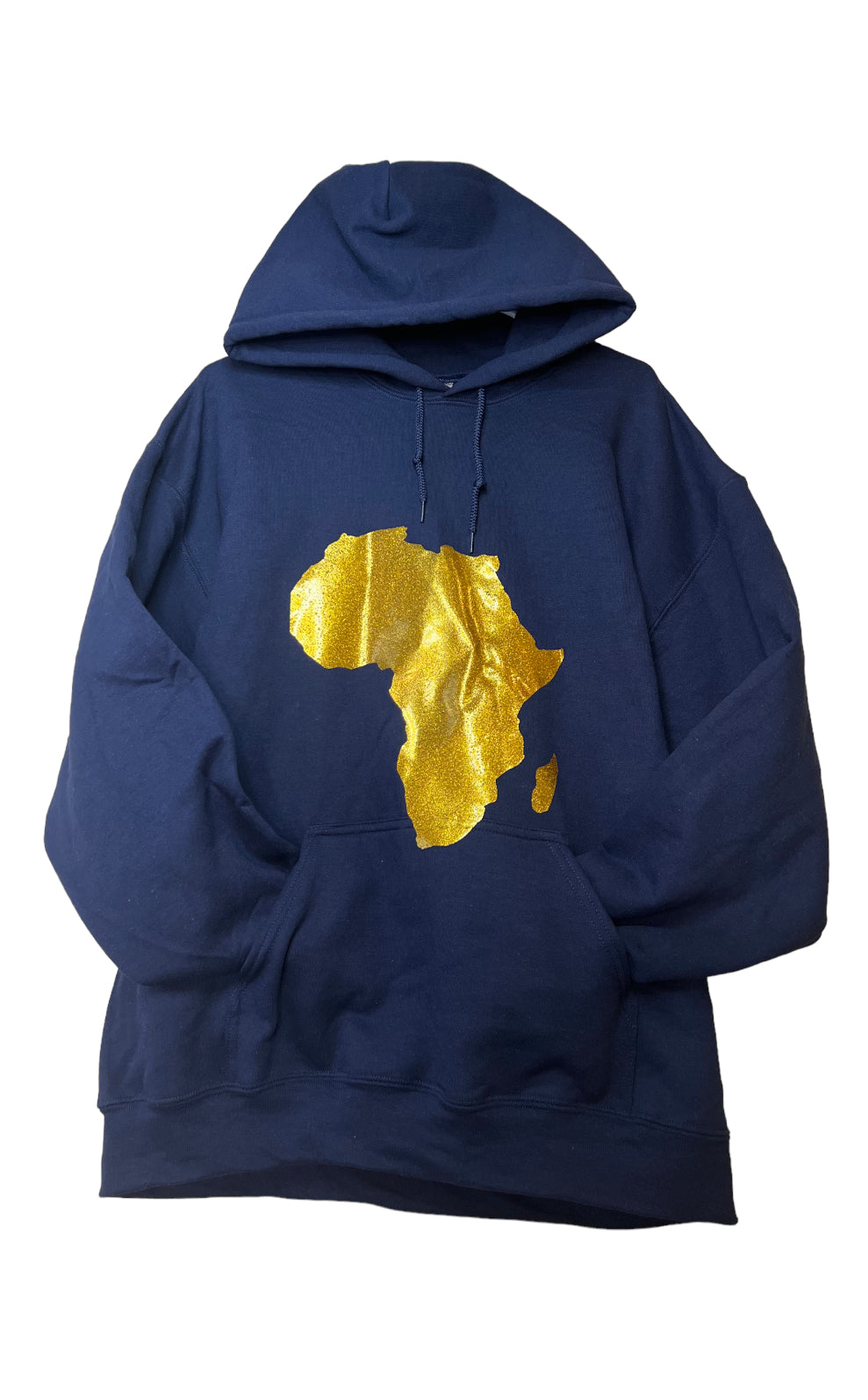 Royal Blue Navy Blue Black Men Women Unisex Hoodie with Gold Africa Map