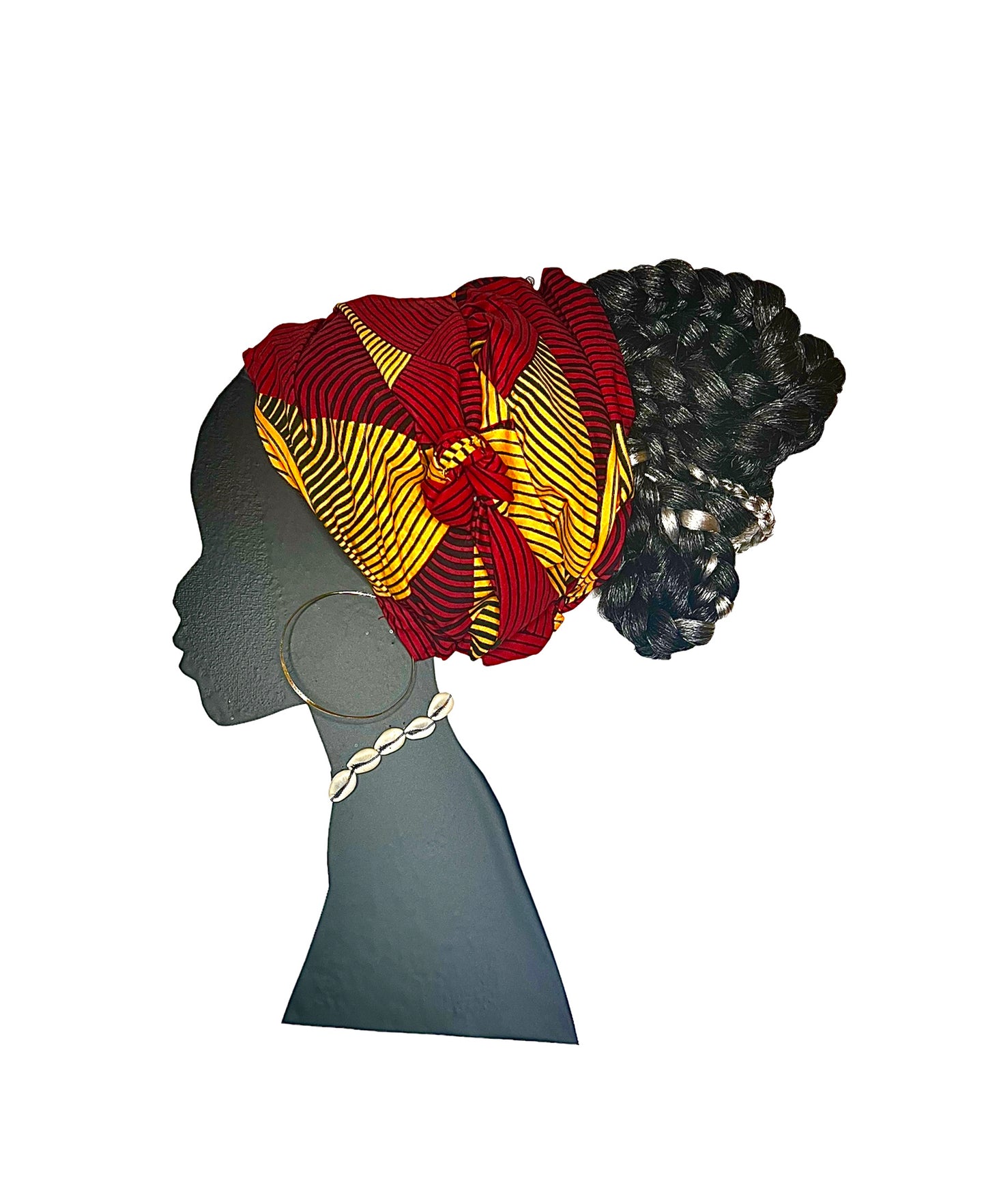 Canvas 3D Wall Art Painting African Woman Headwrap Pictures Modern Gold Black Woman Gold Jewelry Posters Prints Artwork Home Decor for Living Room Bedroom Office Framed Ready to Hang - 16"x12"x3pcs