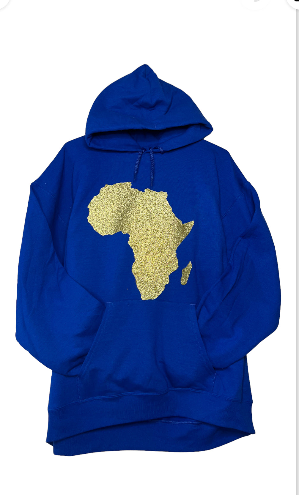 Royal Blue Navy Blue Black Men Women Unisex Hoodie with Gold Africa Map