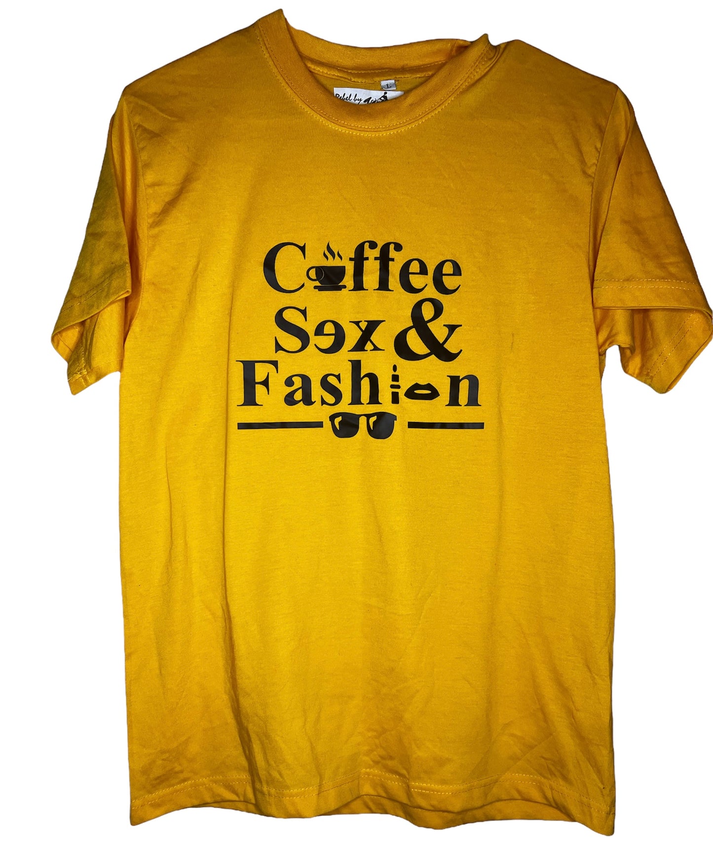 Yellow Short Sleeve Coffee Sex and Fashion TShirt