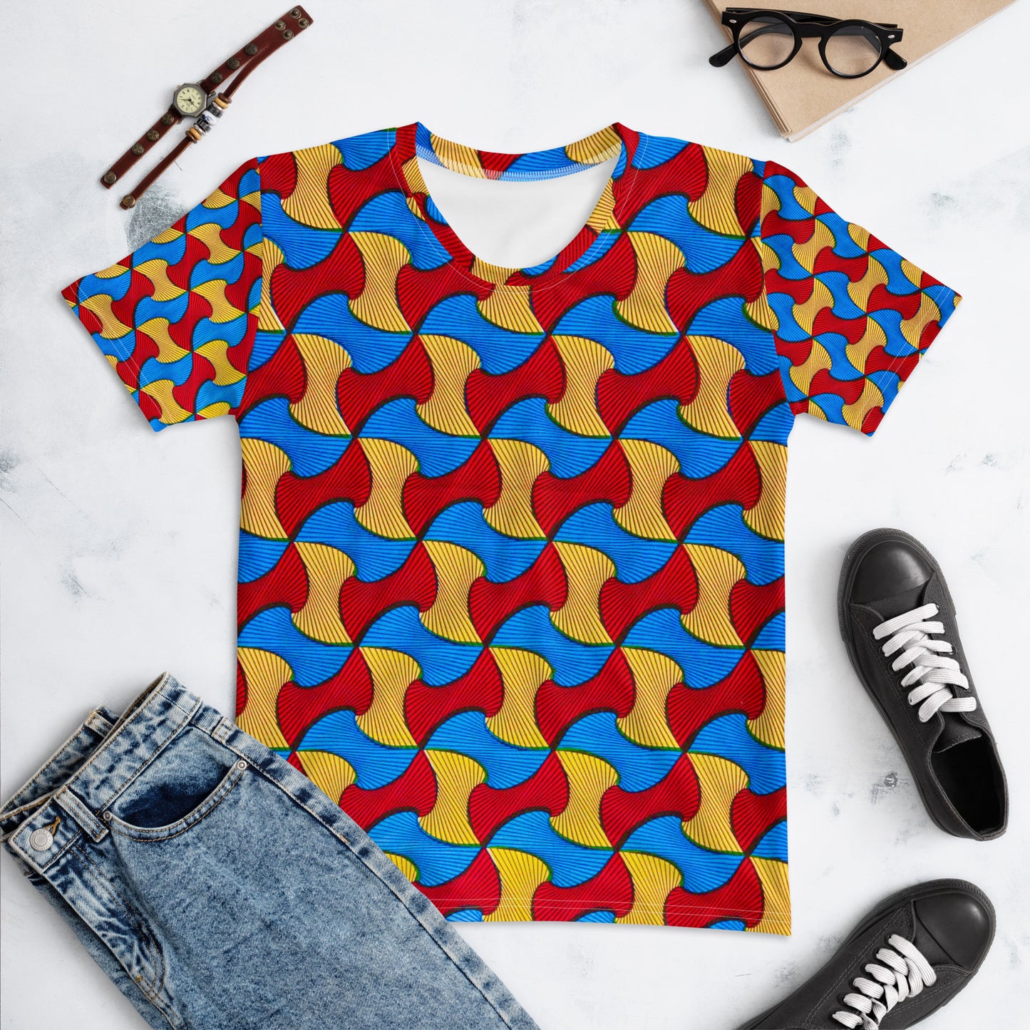 Santi African Print Short Sleeve Women's T-shirt