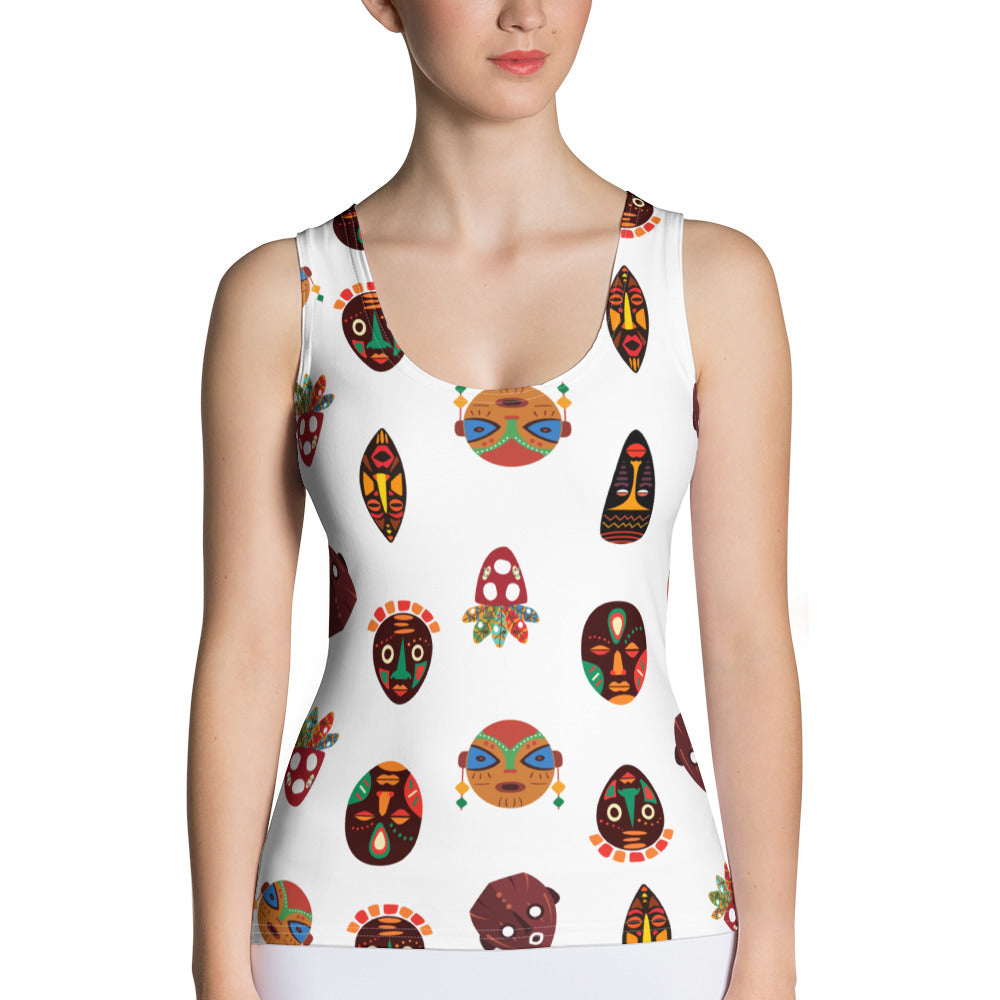 ChiTribal Mask Multi Face Tank Top