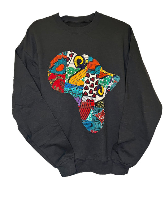 Rainbow Africa map in African Print Black Unisex Sweatshirt