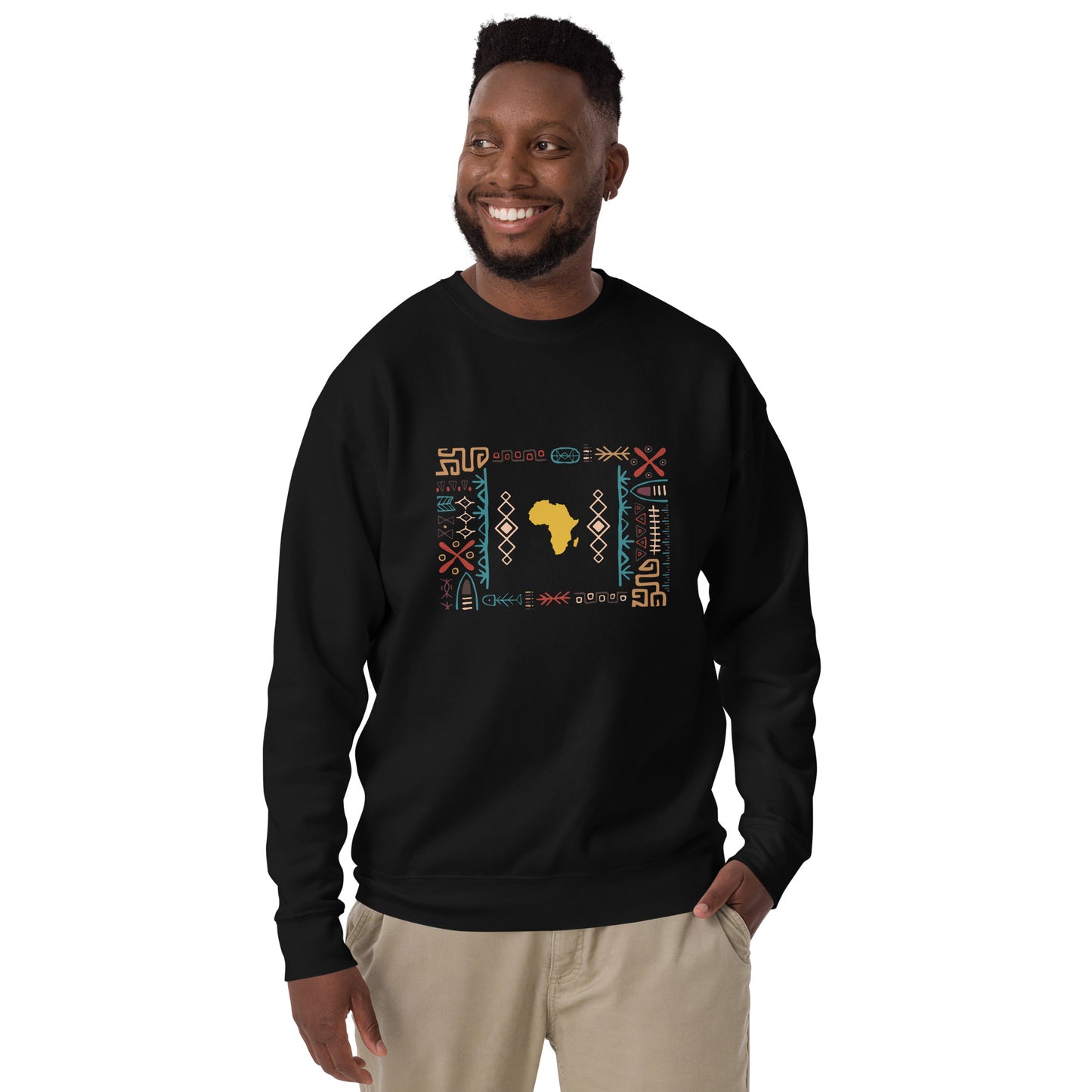 Sika Tribal Bars Gold Africa Map Sweatshirt