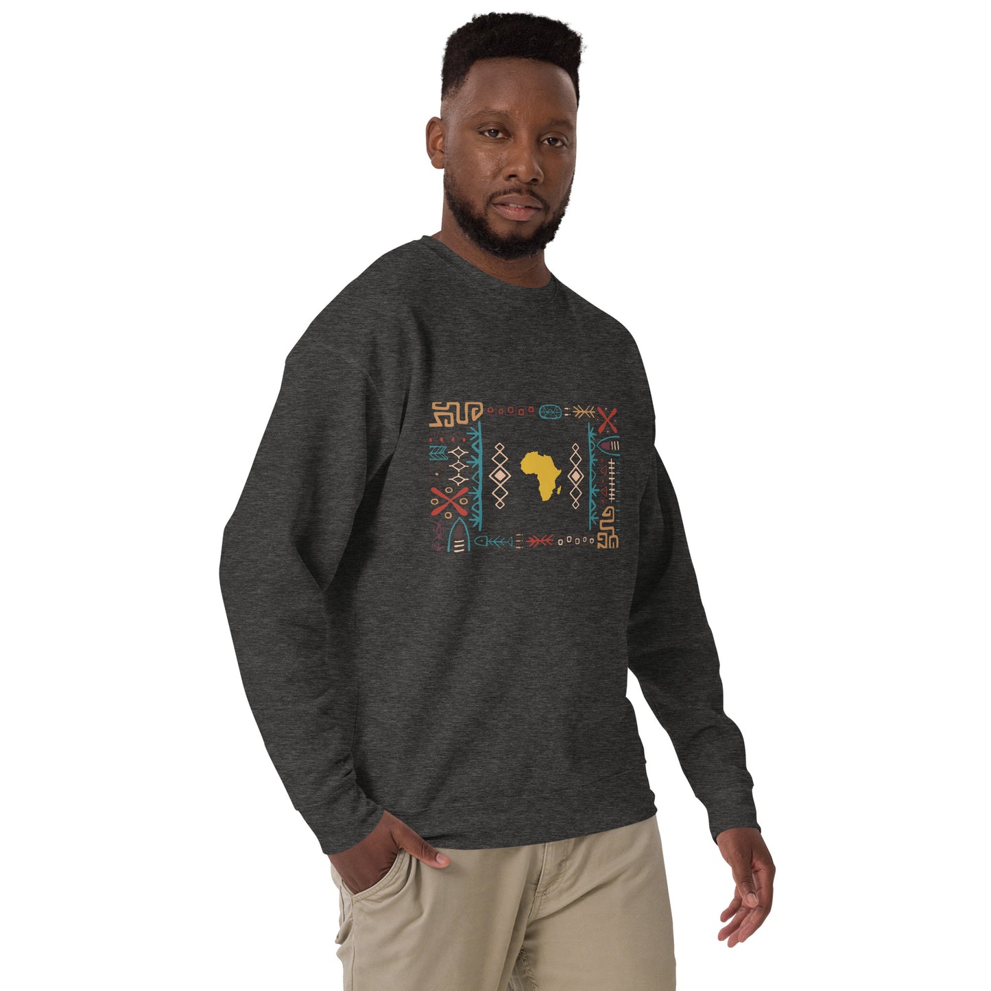 Sika Tribal Bars Gold Africa Map Sweatshirt