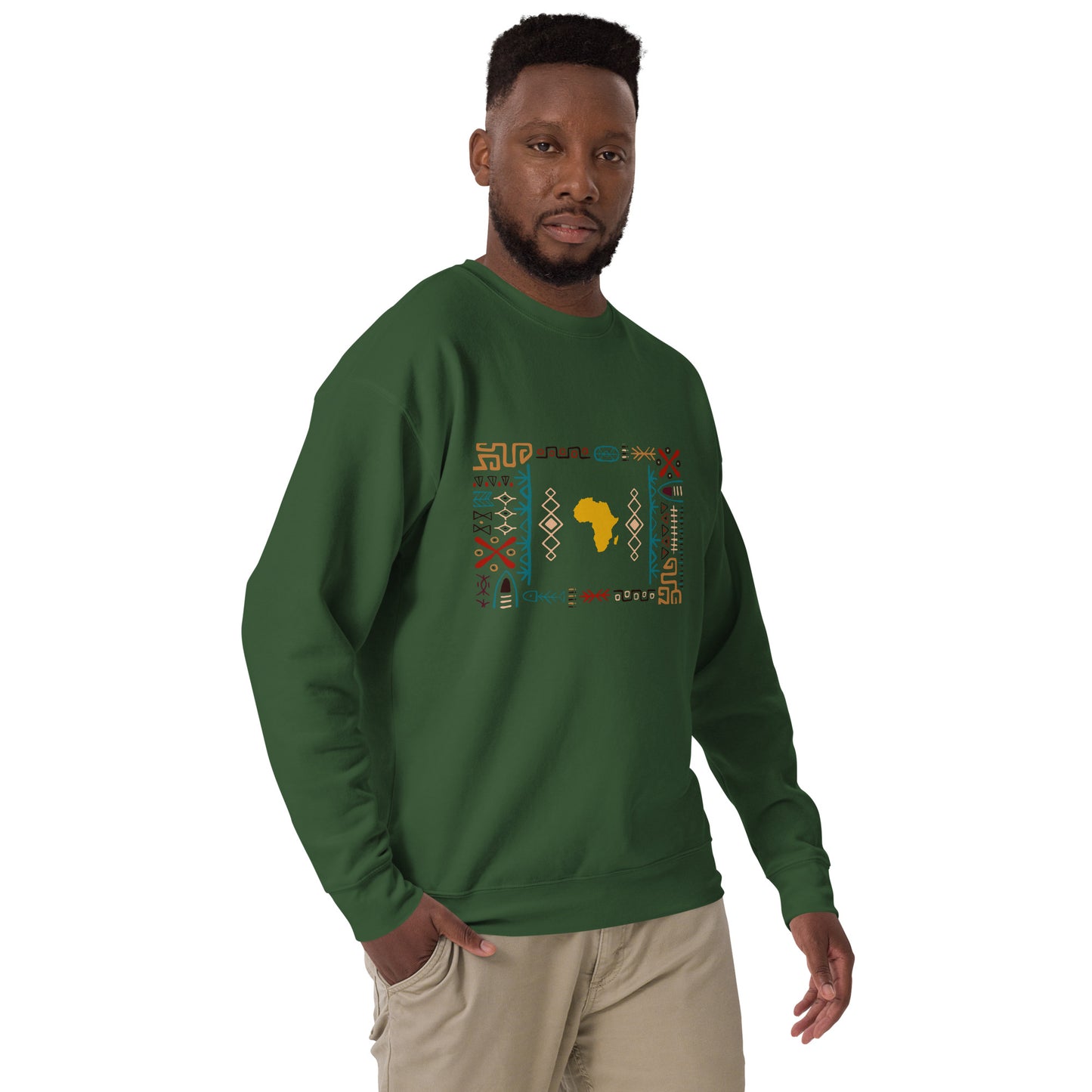 Sika Tribal Bars Gold Africa Map Sweatshirt