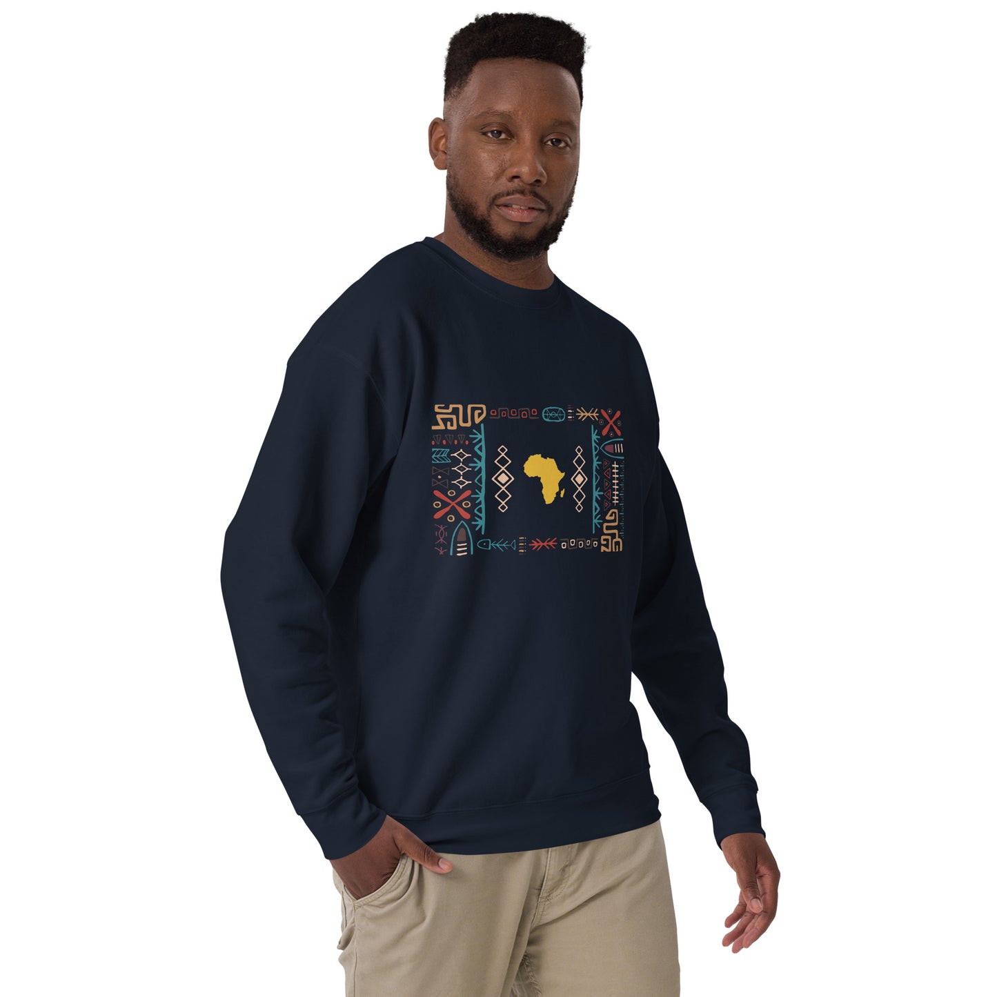 Sika Tribal Bars Gold Africa Map Sweatshirt