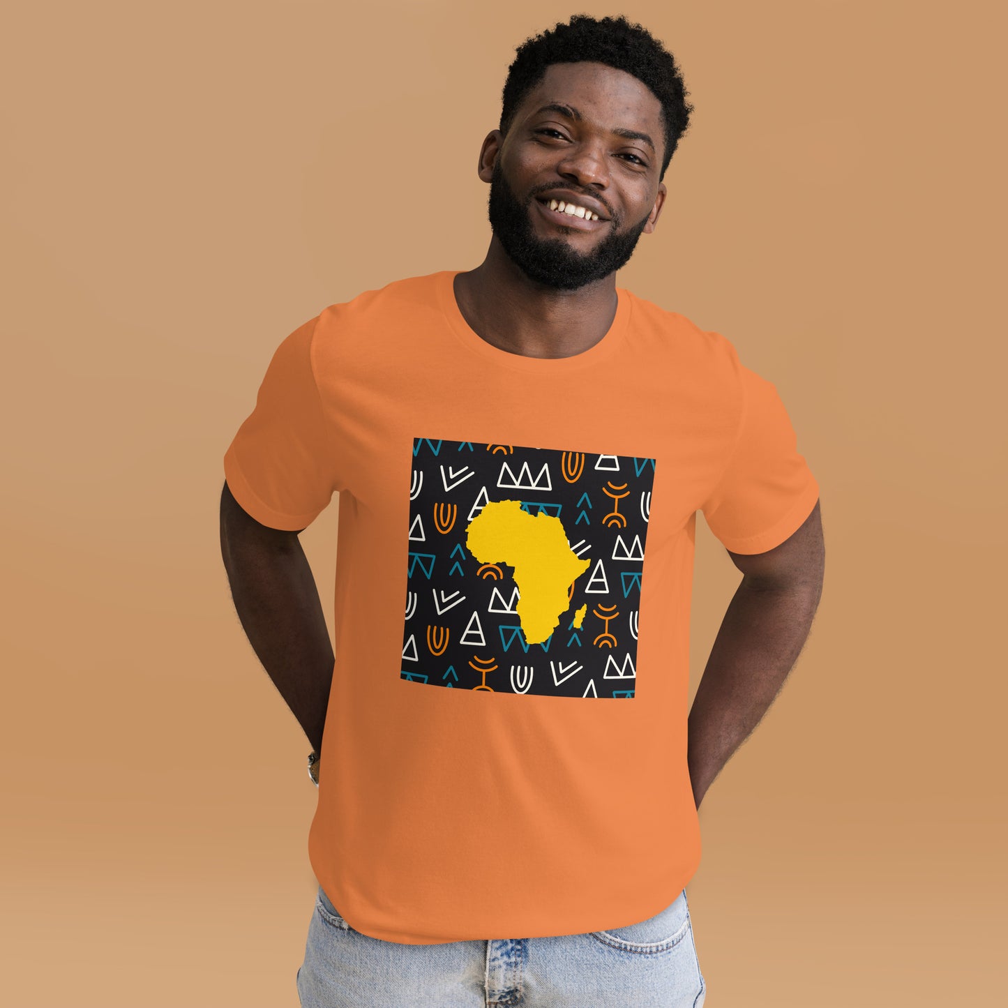 Virgil Tribal Africa Map Cotton Short Sleeve Unisex T-shirt