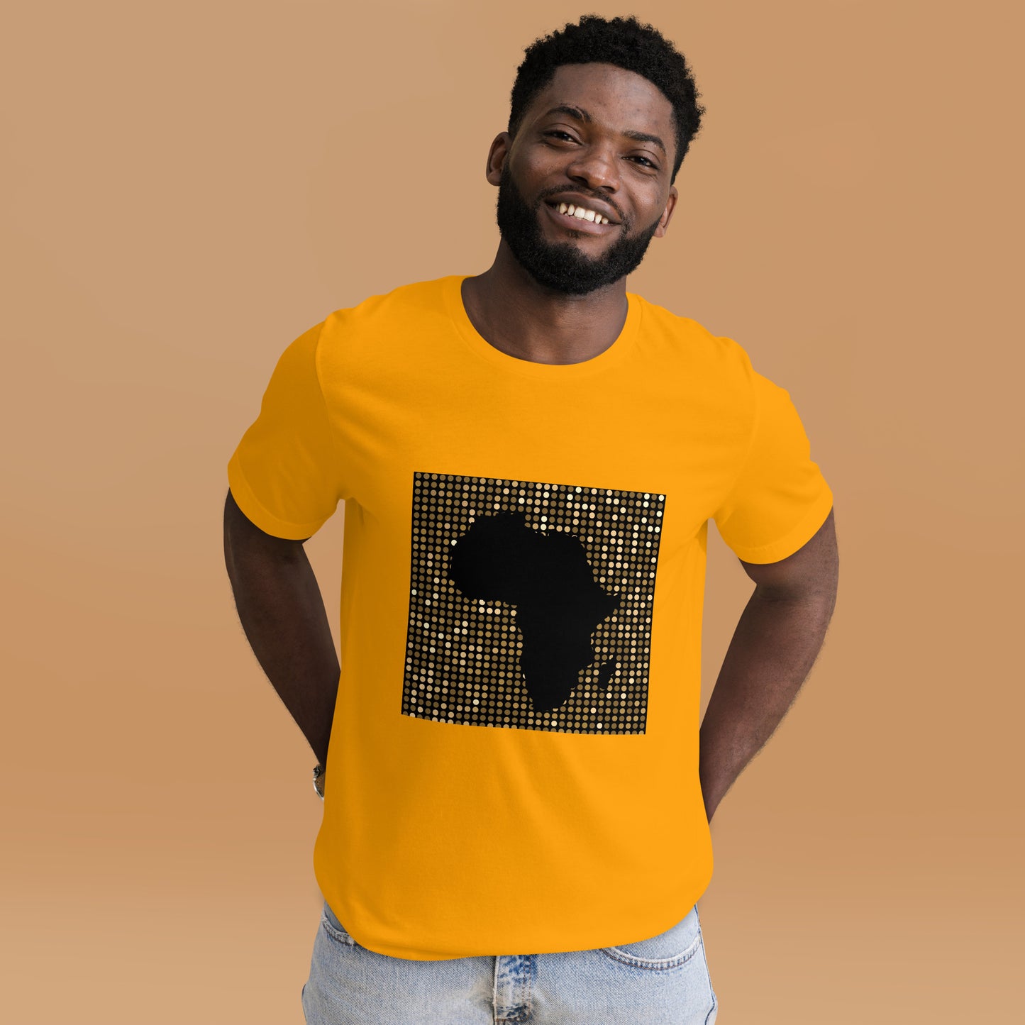 Nubia Gold Square Africa Map Cotton Unisex Short Sleeve T-shirt
