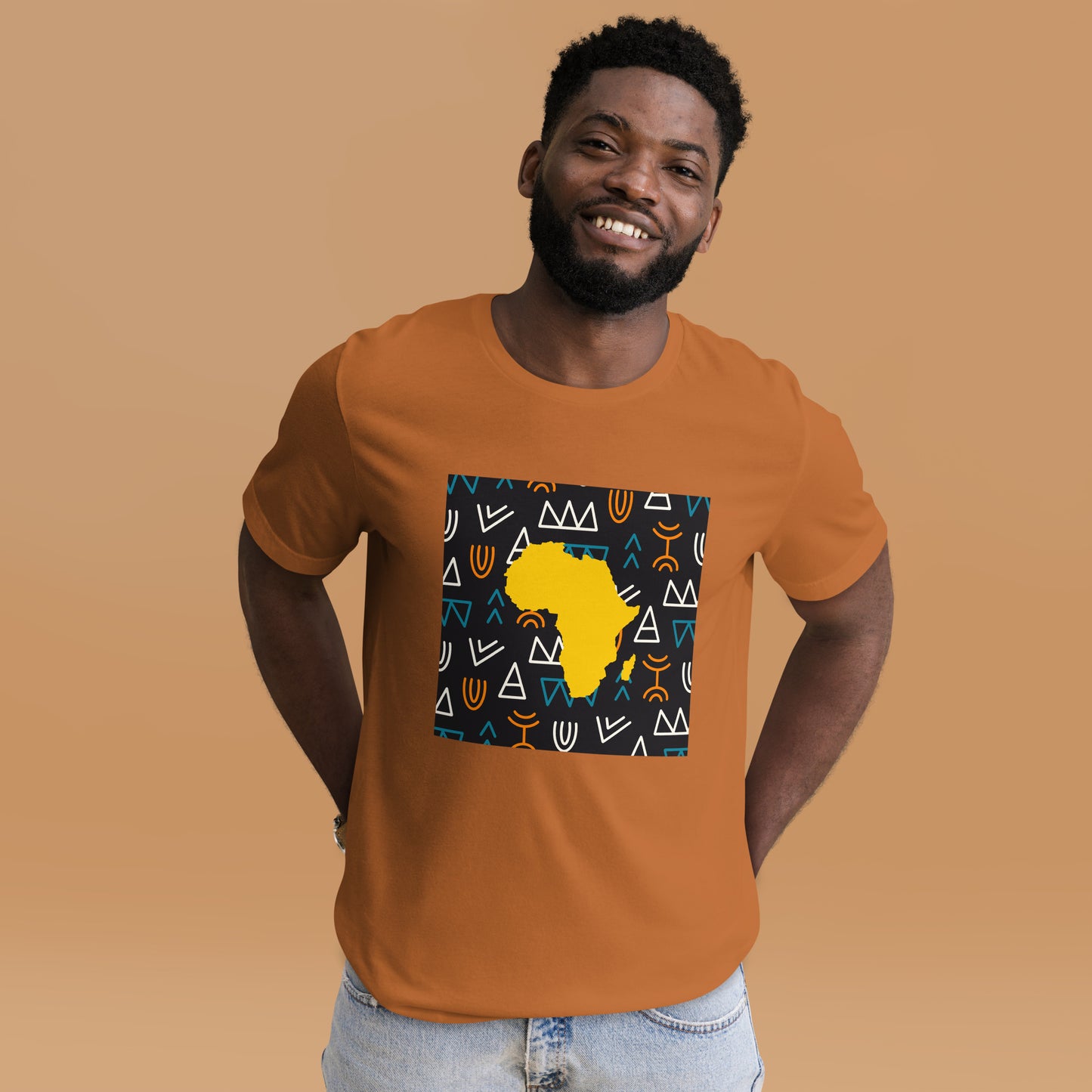 Virgil Tribal Africa Map Cotton Short Sleeve Unisex T-shirt