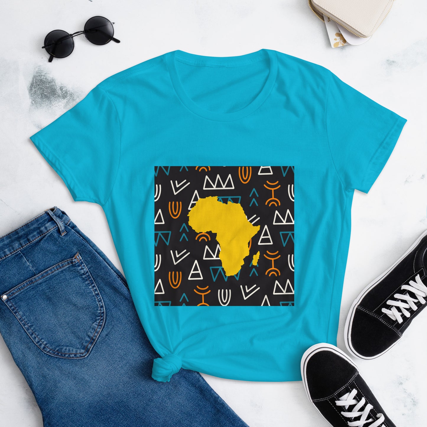 Virgil Tribal Africa Map Short Sleeve Cotton Women's T-shirt