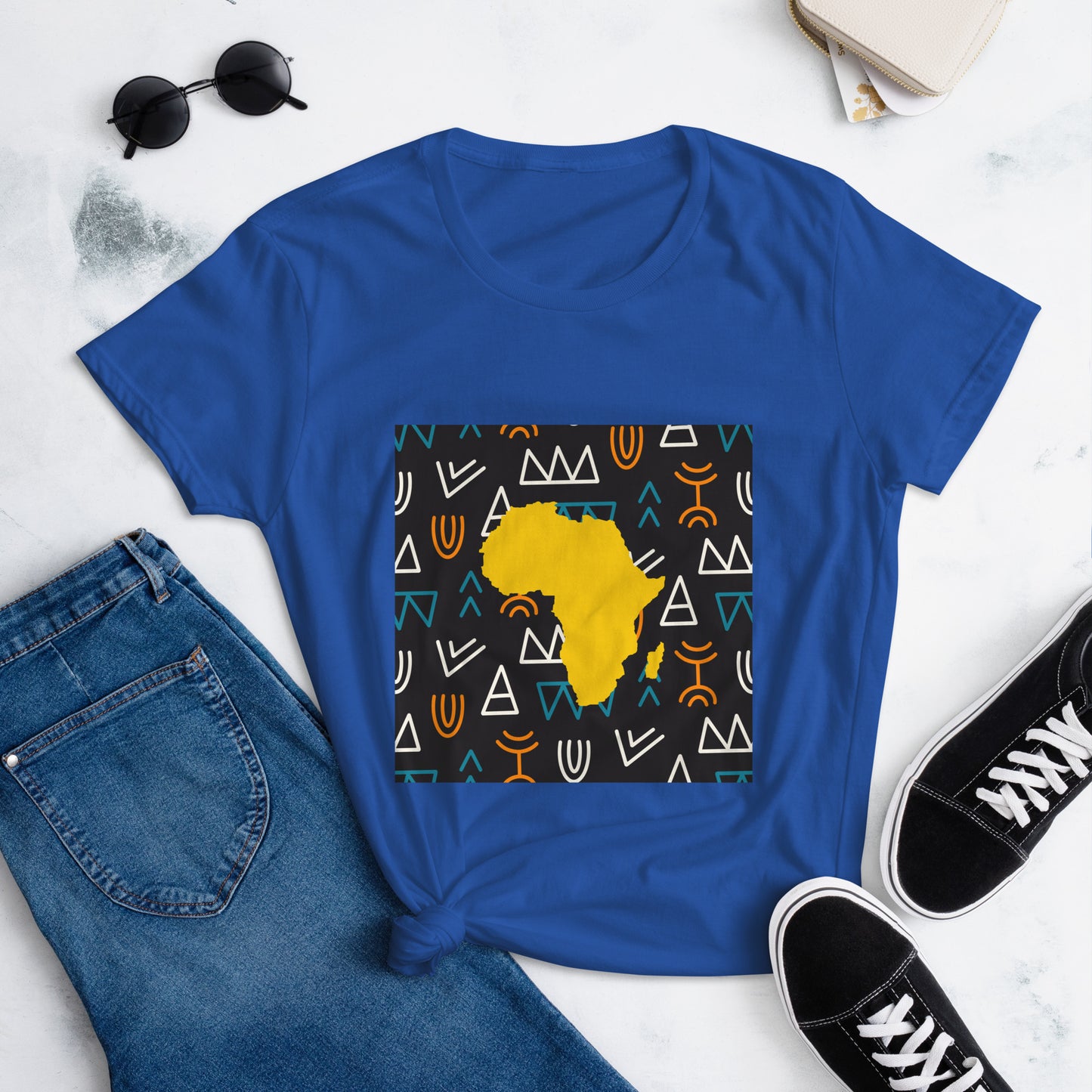 Virgil Tribal Africa Map Short Sleeve Cotton Women's T-shirt