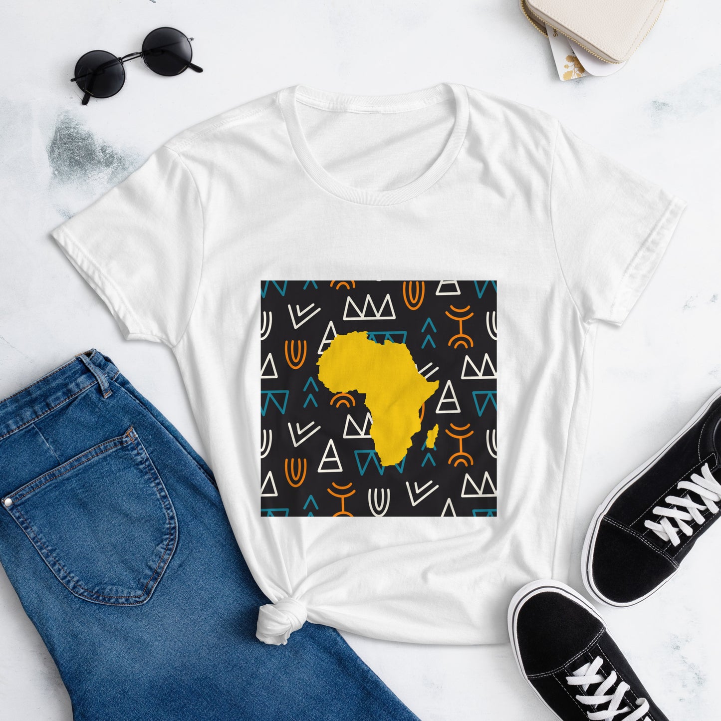 Virgil Tribal Africa Map Short Sleeve Cotton Women's T-shirt